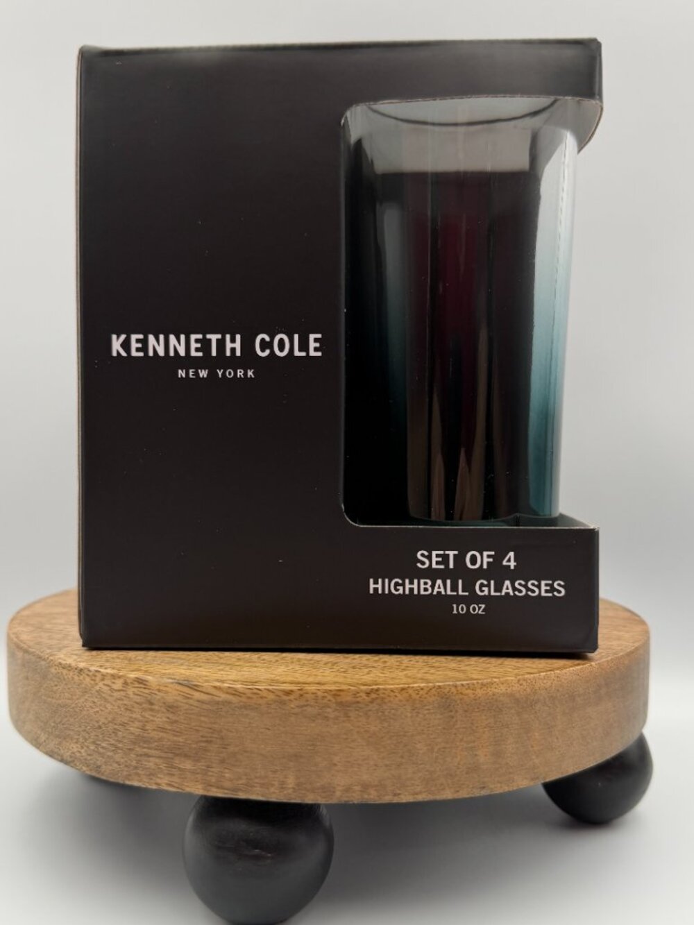 Kenneth Cole Highball Glasses Set of 4 Smokey Gradient 10 Oz NIB - Picture 2 of 10